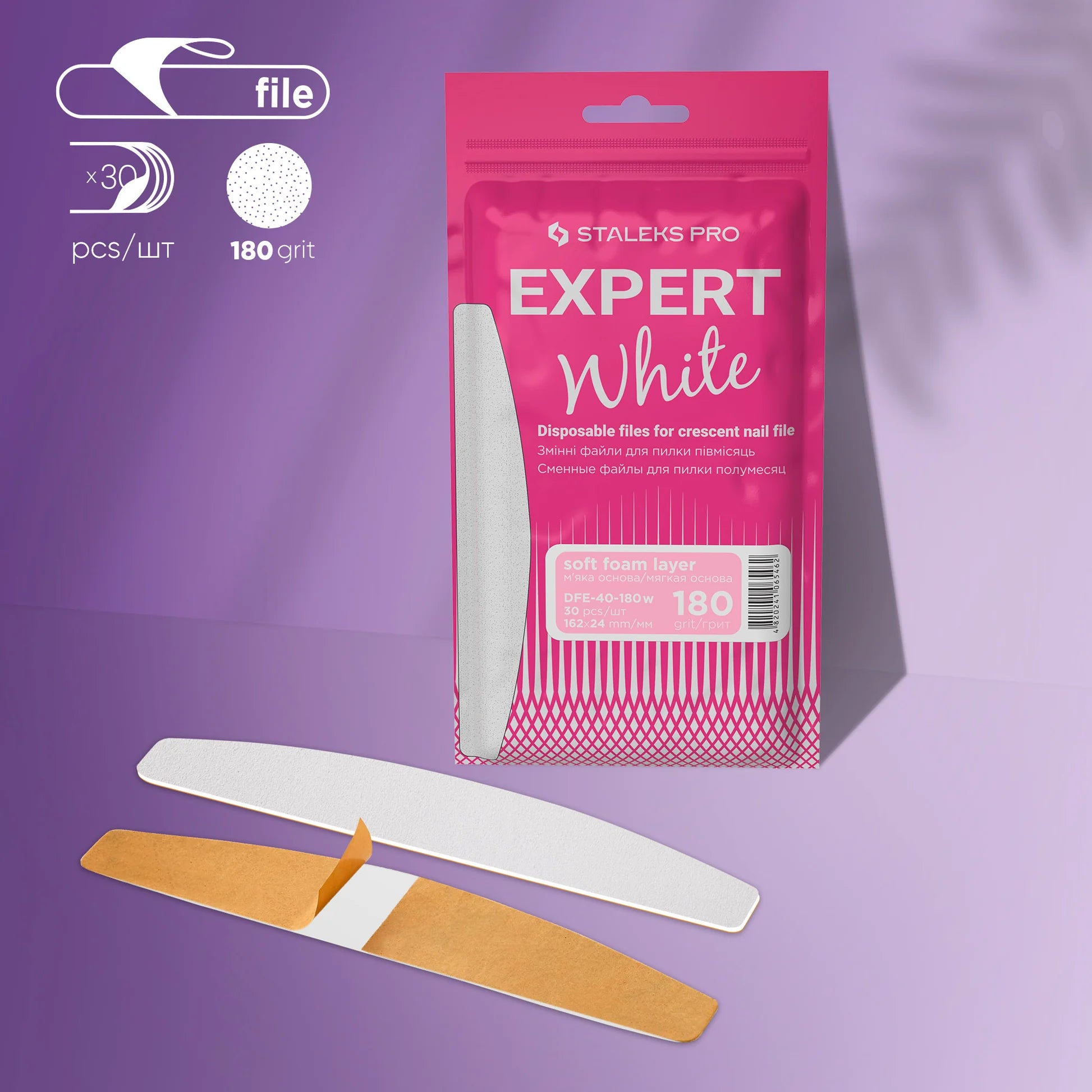 STALEKS EXPERT 40 Limes adhésives jetables demi-lune, 180 (30 pcs)